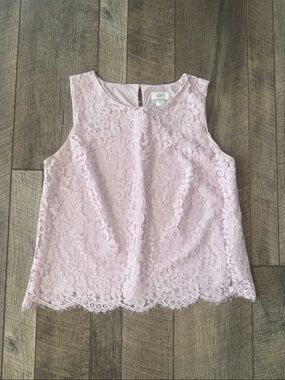 LOFT Lace Blush Floral Tank Top (Size: M)